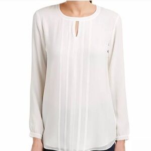 Cabi Elegant White Women's Long Sleeve Chiffon Tunic Size Medium